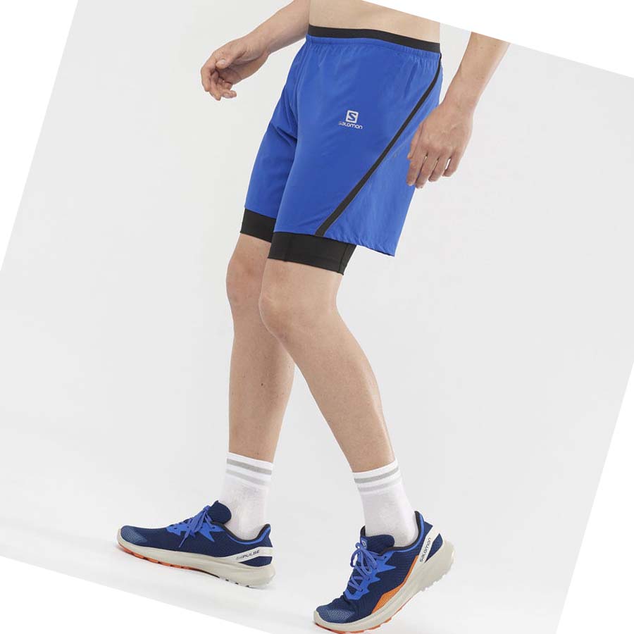 Salomon CROSS TWINSKIN Shorts Herre Blå | NO2472MQZ