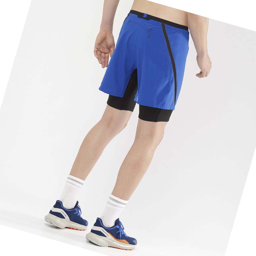 Salomon CROSS TWINSKIN Shorts Herre Blå | NO2472MQZ