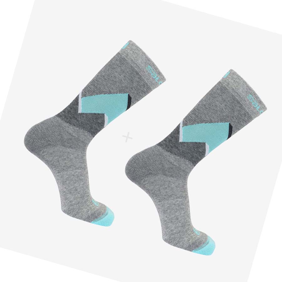 Salomon OUTLINE CREW 2-PACK Sokker Dame Grå Turkis | NO3509VRW