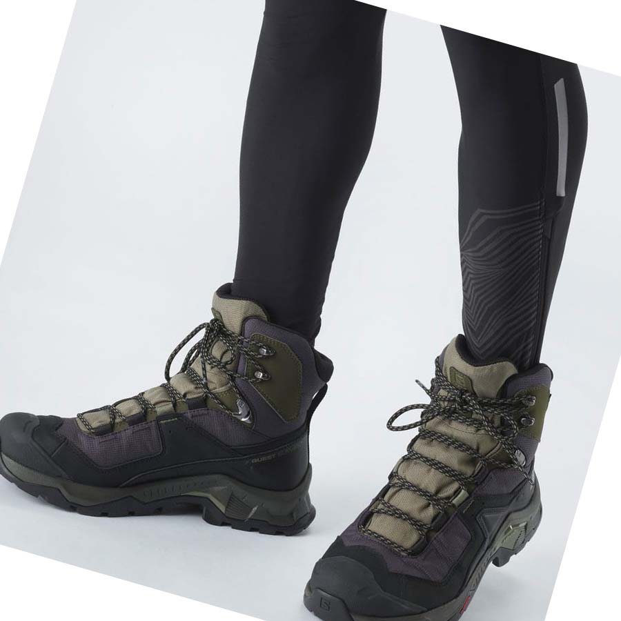 Salomon QUEST ELEMENT GORE-TEX Fjellsko Herre Svarte Olivengrønne | NO2076LIS