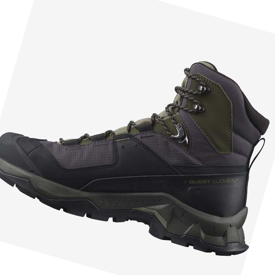 Salomon QUEST ELEMENT GORE-TEX Fjellsko Herre Svarte Olivengrønne | NO2076LIS