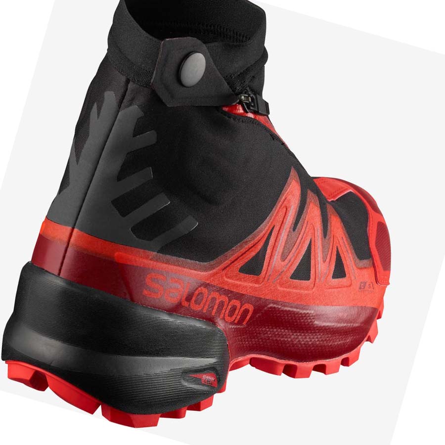 Salomon SNOWSPIKE CLIMASALOMON™ WATERPROOF Trail Løpesko Dame Svarte Rød | NO2879JPQ